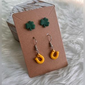 St. Patrick’s Day Clover Horseshoe Polymer Clay Earrings